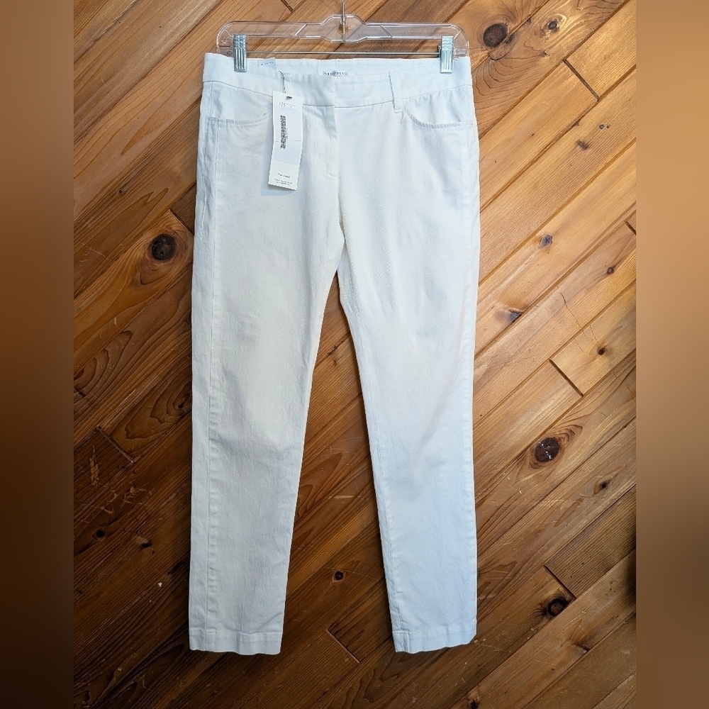 Brunello Cucinelli Off-White Straight Leg Pants Size 4